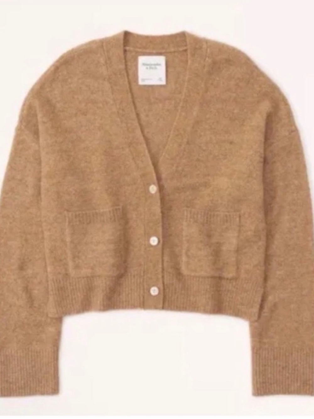 Abercrombie & Fitch V-Neck Cardigan Sweater in Camel - Picture 8 of 8